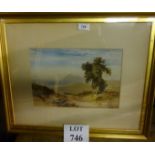 A framed and glazed watercolour depicting a desert landscape scene W L Leitch to mount est: £40-£60