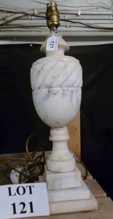 An alabaster table lamp base of classica