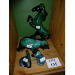 Poole pottery figurines with teal glaze: