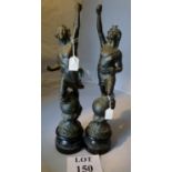 A pair of spelter figurines (a/f) est: £