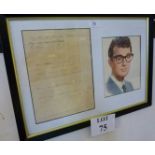 A framed and glazed Buddy Holly picture