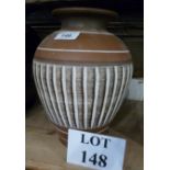 A Studio pottery terracotta vase impress