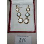 Bezel set topaz earrings (50 mm drop 12