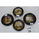 Four framed Prattware pot lids to include 'A Pair';