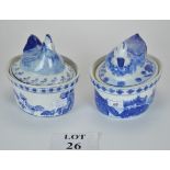 Two blue and white tureens and covers modelled as a duck or chicken est: £20-£40 (A2)