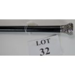 A good quality Gentleman's ebonised cane with silver knop handle hallmarked B'ham 1911,