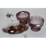 A pair of pressed glass pedestal bowls;