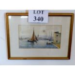 R M Campbell (1870-1951) - Sailing boats on a river signed lower left (13 x 23 cm approx) est: