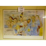 A framed and glazed coloured print 'National League Champions 2001' limited edition no 16/200