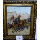 Wladyslaw Szerner (1836-1915) - A framed oil on canvas on board Cossack riders on horseback signed