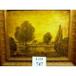 A framed oil on board study of a continental lake scene signed Mathias lower right est: £50-£80
