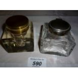 Two square glass inkwells est: £25-£45