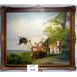 P Hoylake - A framed oil on board The Milk Maid (50 x 60 cm approx) est: £45-£65