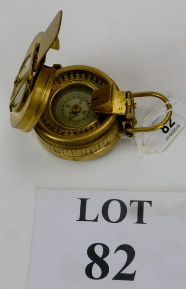 An antique style brass pocket compass engraved 'ROSS LONDON' est: £30-£50 (N3)