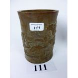 A Chinese bamboo brush pot,