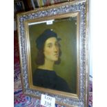 After Raffaello SANZIO, called RAPHAEL - A framed and glazed oil on canvas 'self portrait',