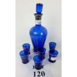 A blue and silvered glass liqueur set for six est: £20-£40 (B5)