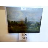 A 19c unframed oil on canvas landscape scene (a/f) est: £20-£30