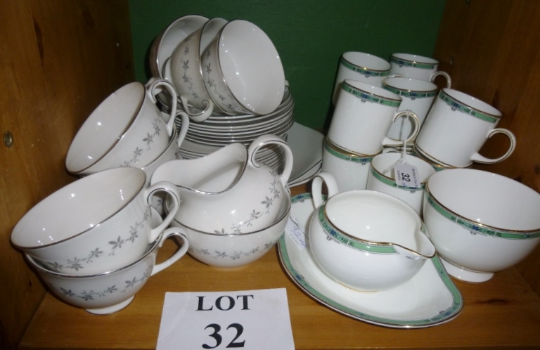 A Wedgwood Jade pattern coffee set for eight and a Royal Doulton Cadence pattern tea set for eight