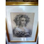 Mary Smith - A frame and glazed charcoal highlighted with white,