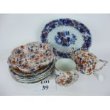 A collection of Staffordshire Japan pattern items to include serving dish, plates, bowls,