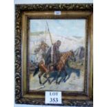 Wladyslaw Szerner (1836-1915) - A framed oil on canvas on board Cossack riders on horseback signed