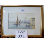 R M Campbell (1870-1951) - Sailing boats on a river signed lower left (13 x 23 cm approx) est: