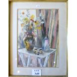 Shelia FINDLAY (20th century) - A framed and glazed watercolour study vase of flowers signed lower