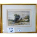 Edmund Morris Wimperis (1835-1900) - A framed and glazed watercolour landscape with cottage and