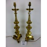 A pair of large baroque style brass table lamp bases approx 60 cm high est: £40-£60 (G1)