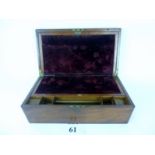 A late Victorian large mahogany writing box with velvet lined slope (a/f) est: £30-£50 (AB11)
