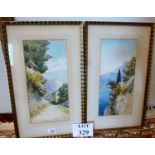 B Righitty - A framed and glazed pair of watercolour continental scenes signed lower right (37 x 18