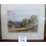 A framed and glazed 19c watercolour of a rural scene with cattle signed D.