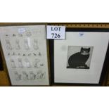 Two cat pictures - A limited edition print (7/40) 87 and 'Pussy's Nightmare' print (14" x 15" and