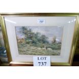 A William Davison framed and glazed watercolour c1820's sheep and a cottage est: £40-£60