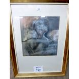 Zoltan LASZLO (Hungarian 1961) - A framed and glazed watercolour entitled 'Kiss' 39 cm x 36 cm