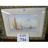 A framed and glazed watercolour of a marine scene (14" x 11" approx) est: £25-£40