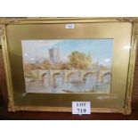 A framed and glazed watercolour of the bridge at Hereford by A Stannard est: £40-£60