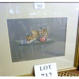 A framed and glazed pastel of mice by M A Bignell (15" x 12" approx) est: £30-£50