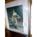 A framed and glazed print of a couple in a Grecian scene (33" x 27" approx) est: £30-£50