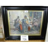 A framed and glazed oil on canvas initialled CH bottom right depicting a 17c scene est: £50-£80