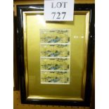 A framed and glazed set of Japanese postage stamps (15" x 11" approx) est: £20-£40