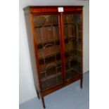 An Edwardian mahogany display cabinet with double glazed doors (slightly a/f) est: £80-£120