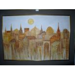 A framed 20c Oil study of architectural buildings signed G.