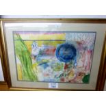 Sugar GYULA (Hungarian 1924-1991) - A framed and glazed abstract watercolour signed lower right,