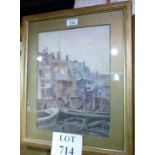 A framed and glazed watercolour of a harbour scene signed C Auty 81 (18" x 15" approx) est: £25-£45