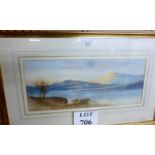 A framed and glazed watercolour lake and mountain scene signed lower right (25" x 18" approx) est: