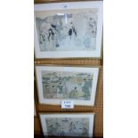 A set of three late 19th early 20th century Japanese prints (19" x 14" approx) est: £40-£60