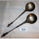 A pair of silver apostle spoons London 1