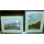 Two Highland scene prints depicting stag